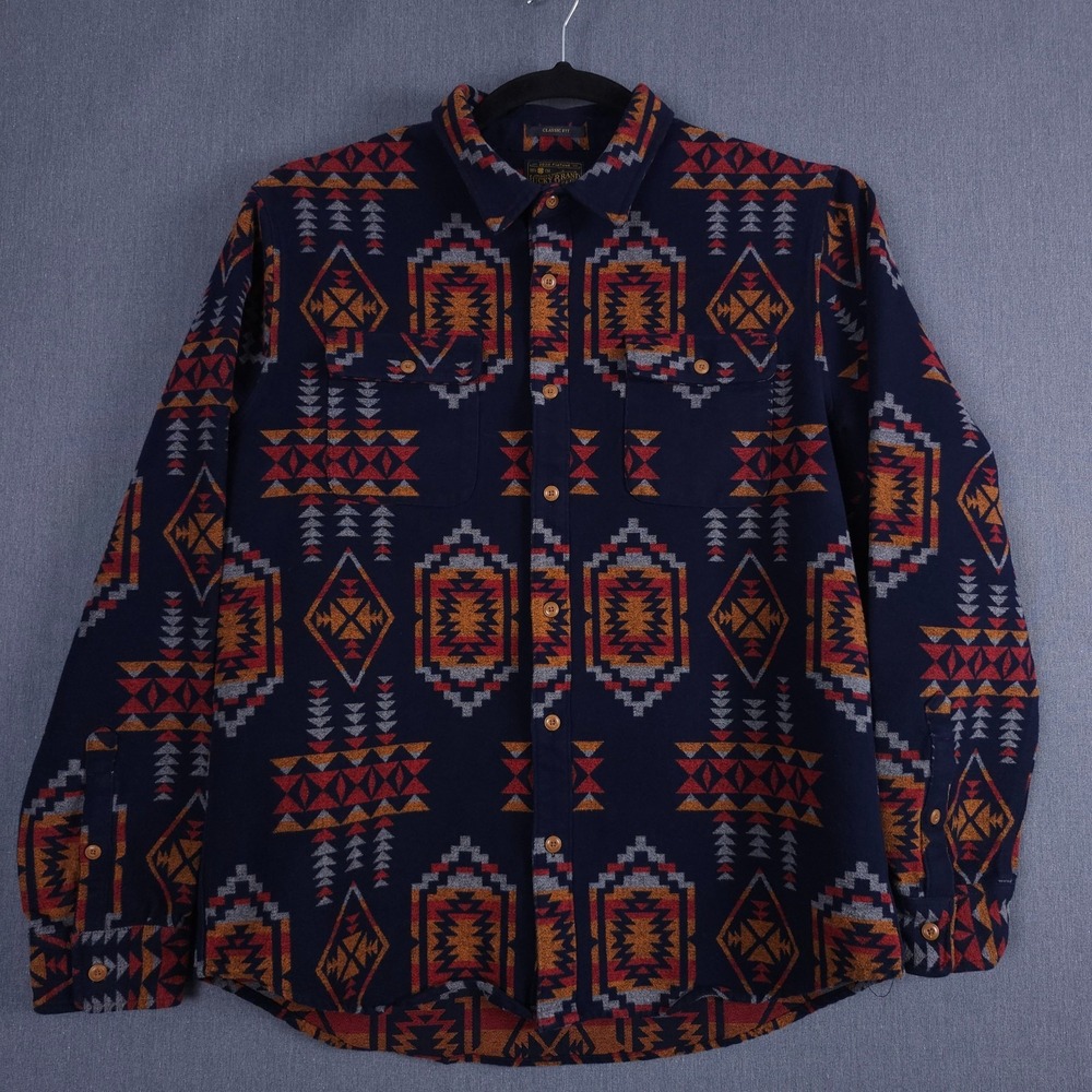 Lucky Brand Humbolt Utility Shirt Mens Large Southwestern Aztec Workwear Button